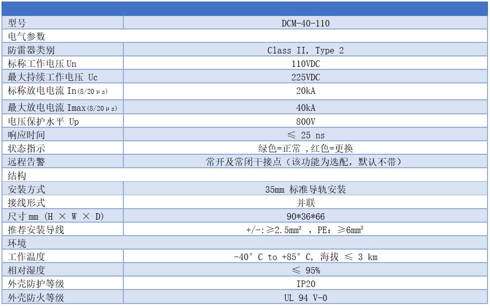 110V直流浪涌保護器型號參數 110V直流浪涌保護器 DCM-40-110